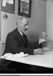 William James Sr. binding lantern slides 1921