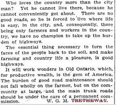 Cost of Living and Good Roads,Trethewey letter to editor  Star Feb. 22, 1910 p.4 detail
