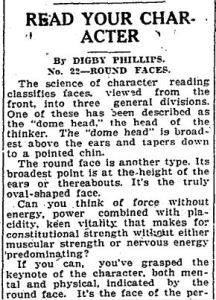 B. Read Your Character, Star Aug. 5, 1921 p. 11a