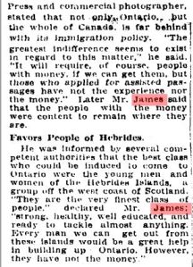 People of Hebrides Suited to Canada, Globe, Feb. 23, 1923 p15b