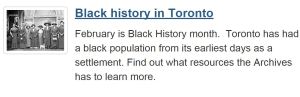 Black History month City of Toronto Archives