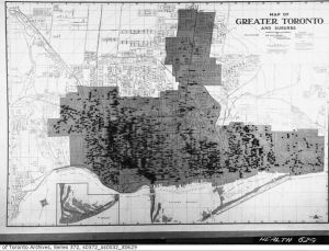 Smallpox Map of Greater Toronto Area and Suburbs 1919-1920