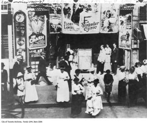 Crowd in front of the Red Mill Theatre, 183 Yonge street, June 1914